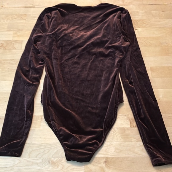 Marc Bouwer velvet stretchy bodysuit, chocolate brown size 10 - Picture 4 of 4